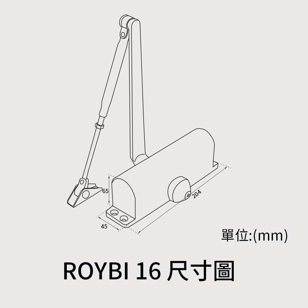 RYOBI 16系列 門弓器 尺寸圖