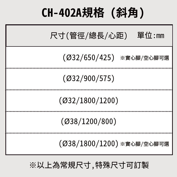 CH-402 A 尺寸表