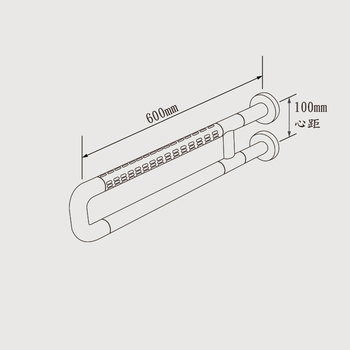 CH-8802 U型固定扶手 尺寸圖